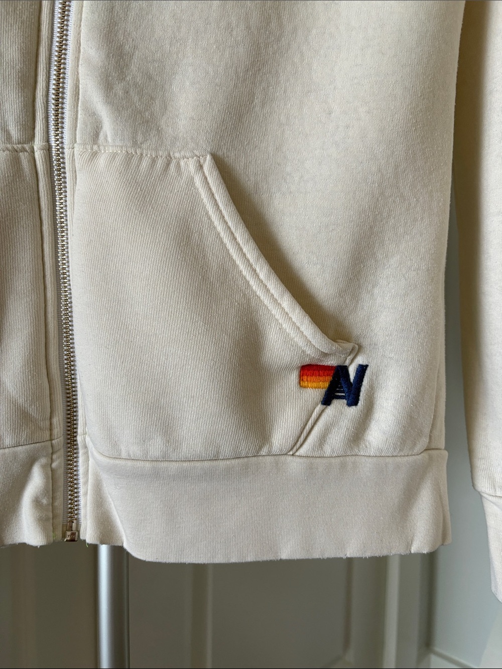 Aviator Nation Full Zip Bolt Hoodie ~ Medium ~ Cream - Picture 6 of 16